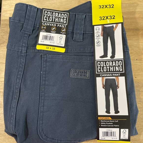 NEW Colorado Clothing Mens 32x32 Blue Canvas Pants Carpenter workwear - Picture 2 of 9